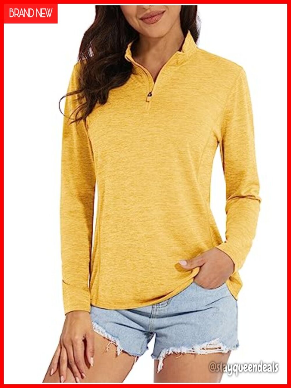 Women's UPF 50+ Sun Shirt Long Sleeve 1/4 Zip Quick Dry Athletic Top